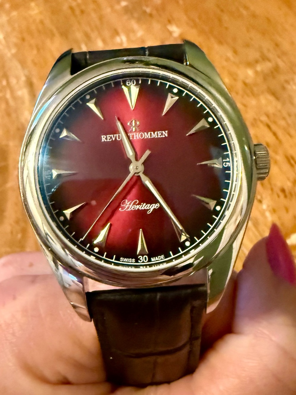 REVUE THOMMEN Heritage Automatic Red Dial Men's Watch - Picture 3 of 7